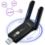 WiFi Adapter 1200Mbps USB Wireless Network Adapter Dual Band 5GHz & 2.4GHz with High Gain Antennas WiFi Dongle for PC/Desktop